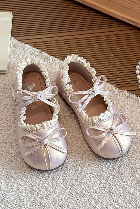 Ivory Cream PU Lace Bow Princess Mary Jane Shoes