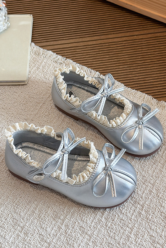Ivory Cream PU Lace Bow Princess Mary Jane Shoes