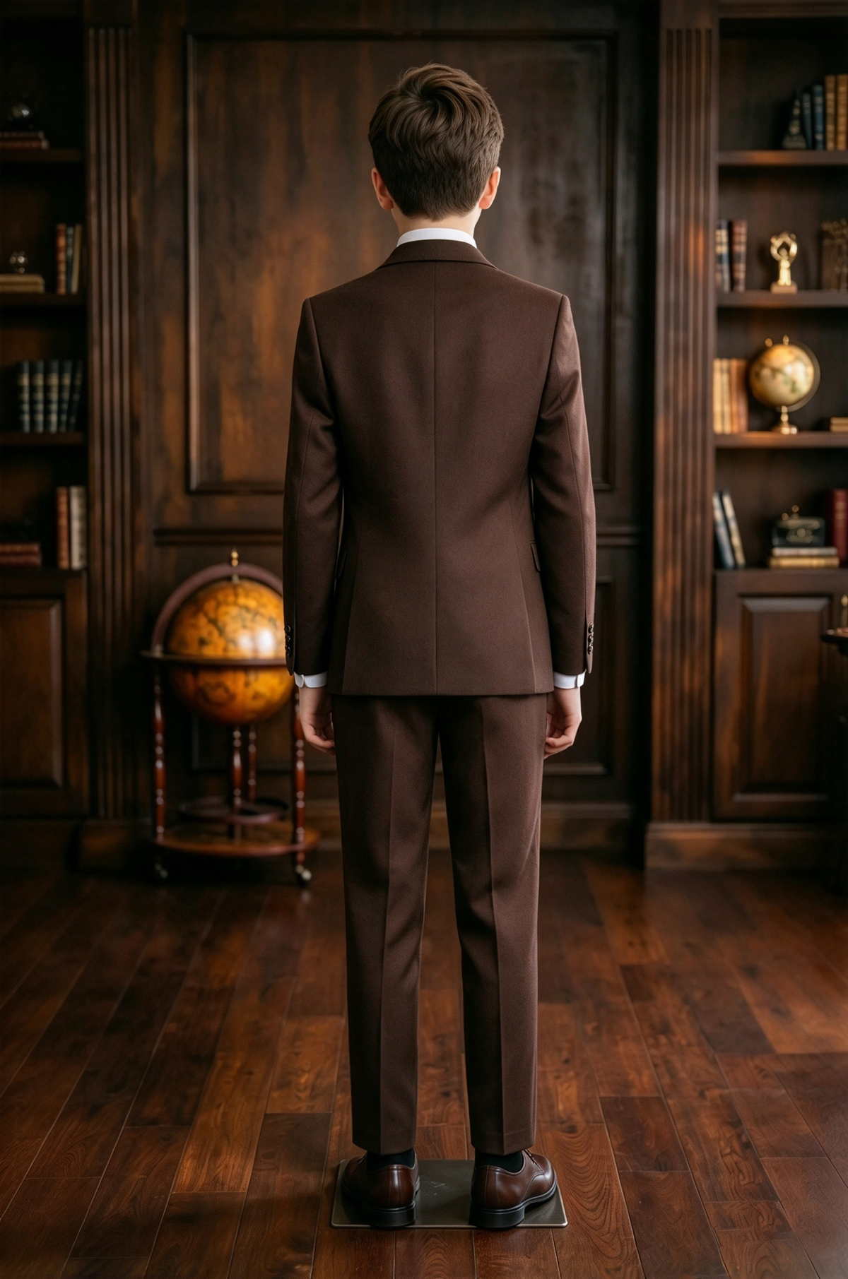 Dark Brown & Camel Double Breasted Suit 3 Piece Set