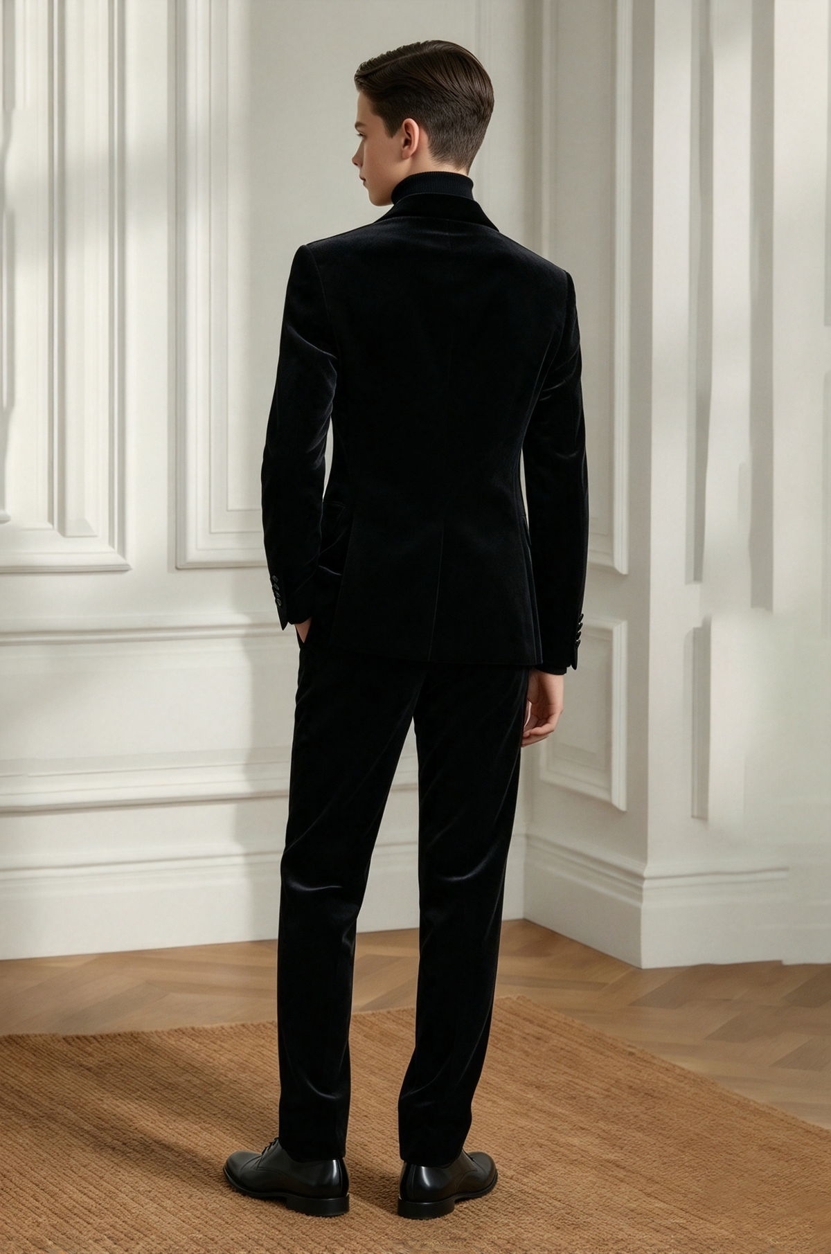 Black Velvet Double Breasted Suit 2 Piece Set