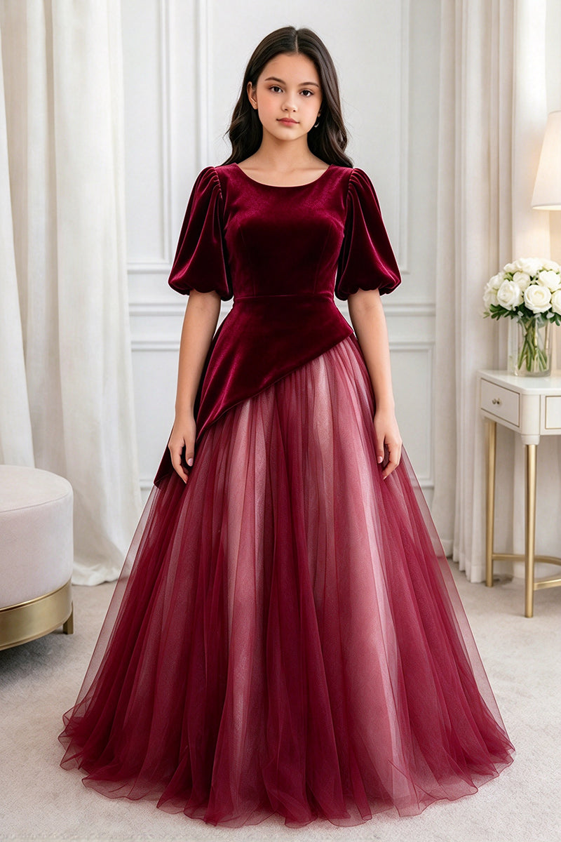 Girls Black Velvet Tulle Dress for Weddings