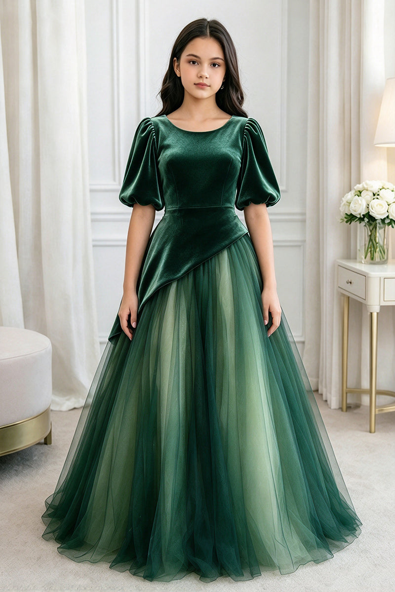 Girls Black Velvet Tulle Dress for Weddings
