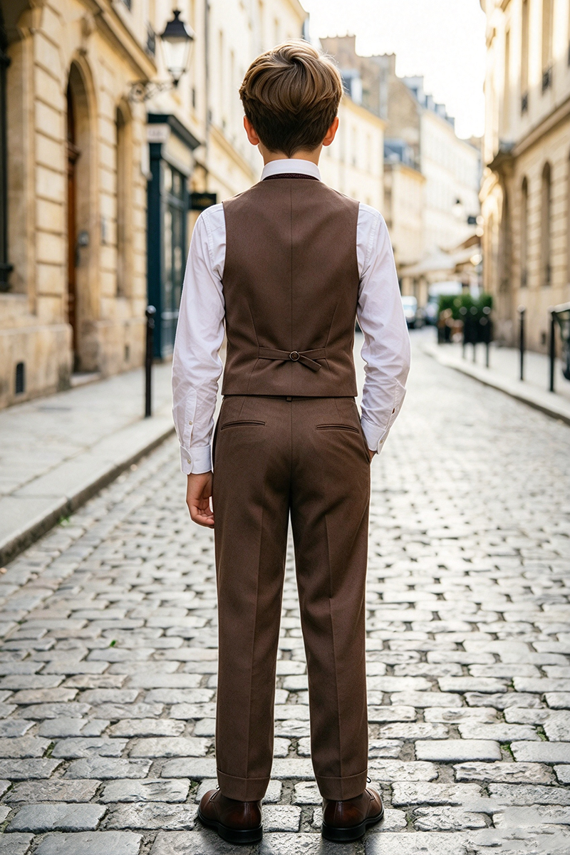 Boys Brown Waistcoat 2-Piece Suit