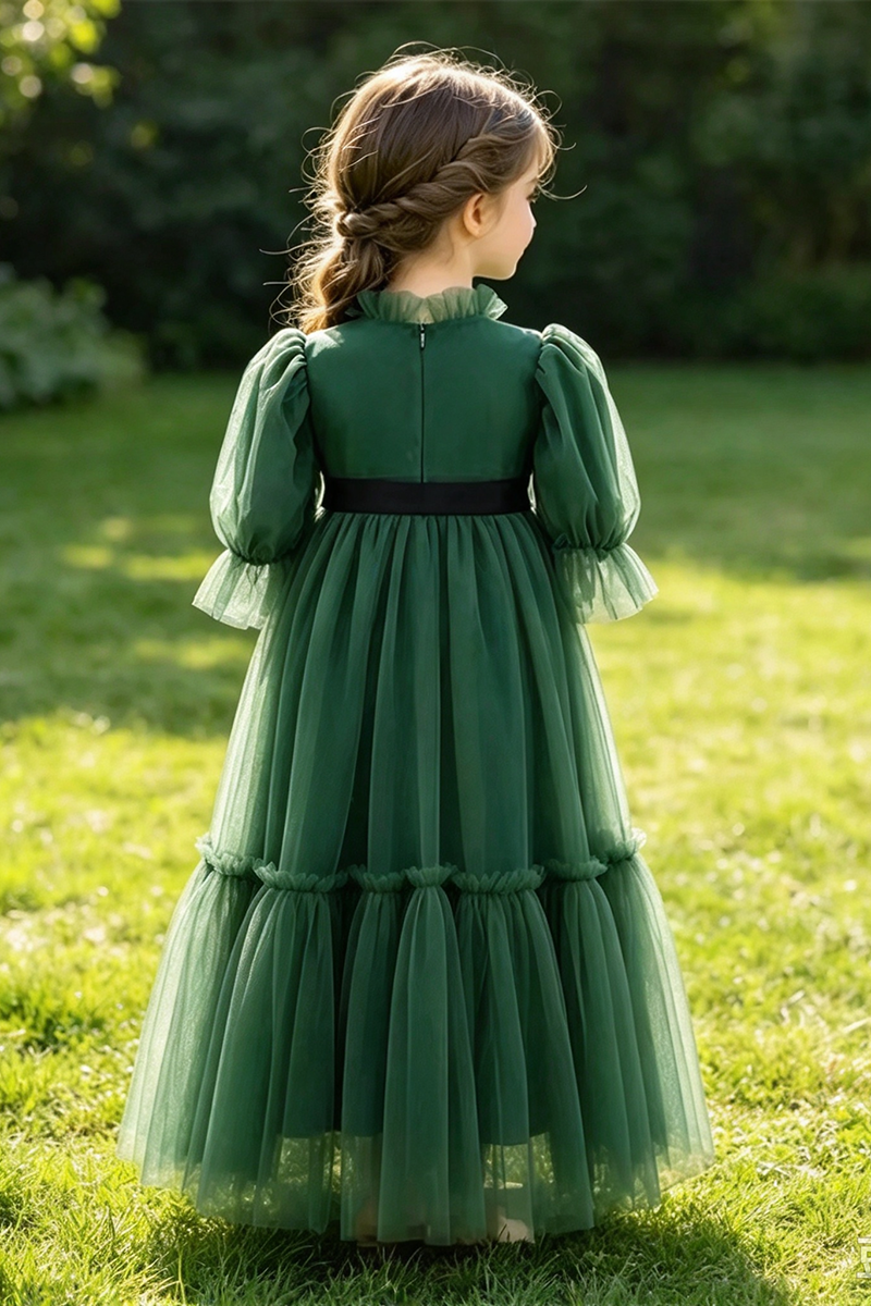 Girls Green Tulle Dress for Weddings
