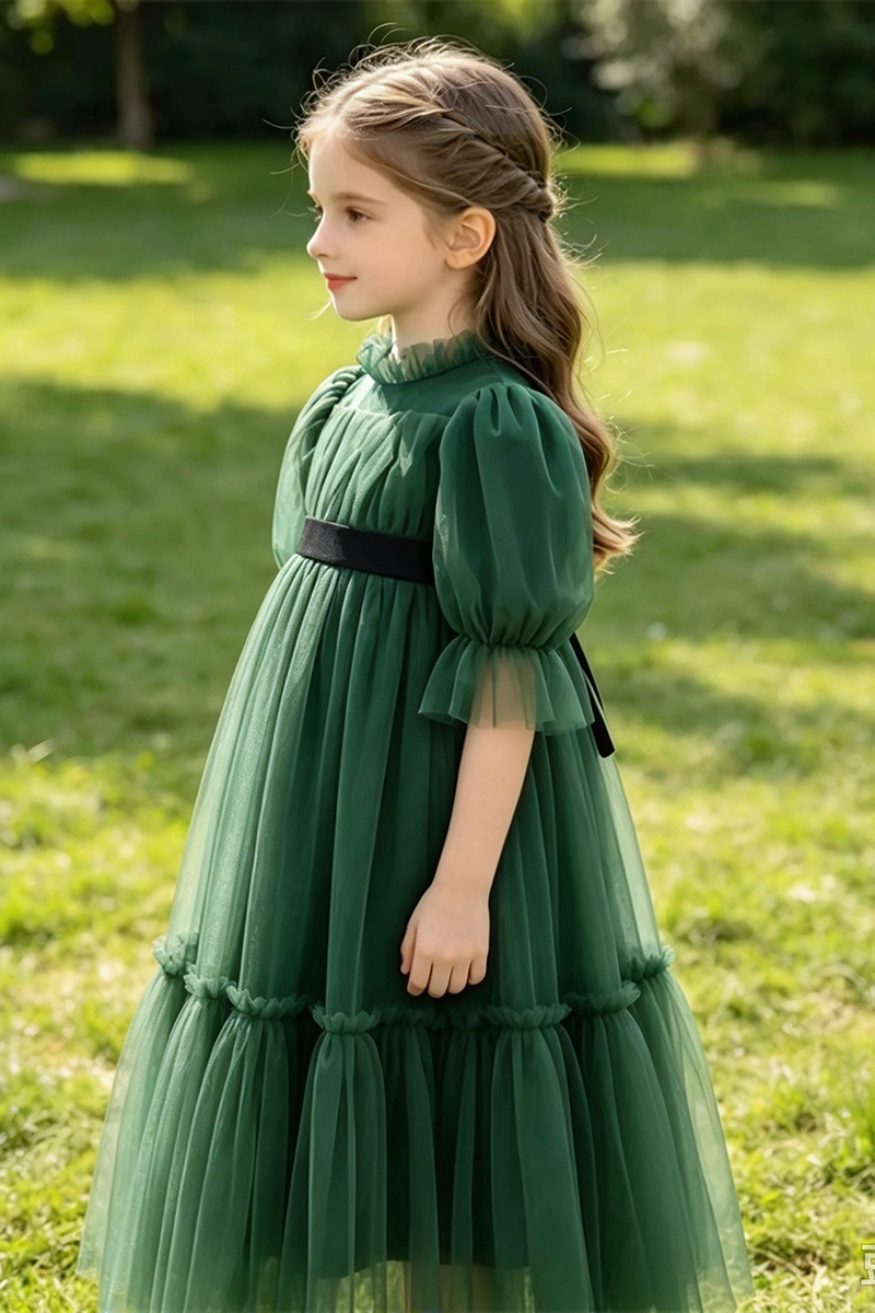 Girls Green Tulle Dress for Weddings