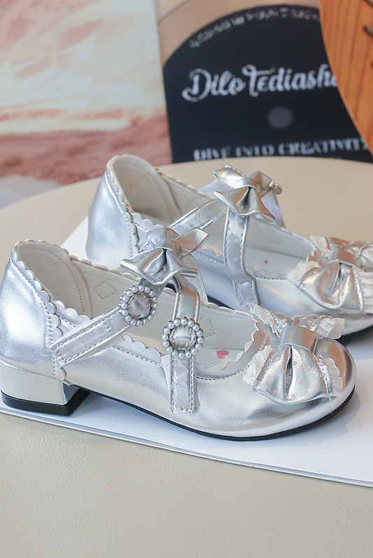 Pink Bow Lace Mary Jane Princess Dress Shoes