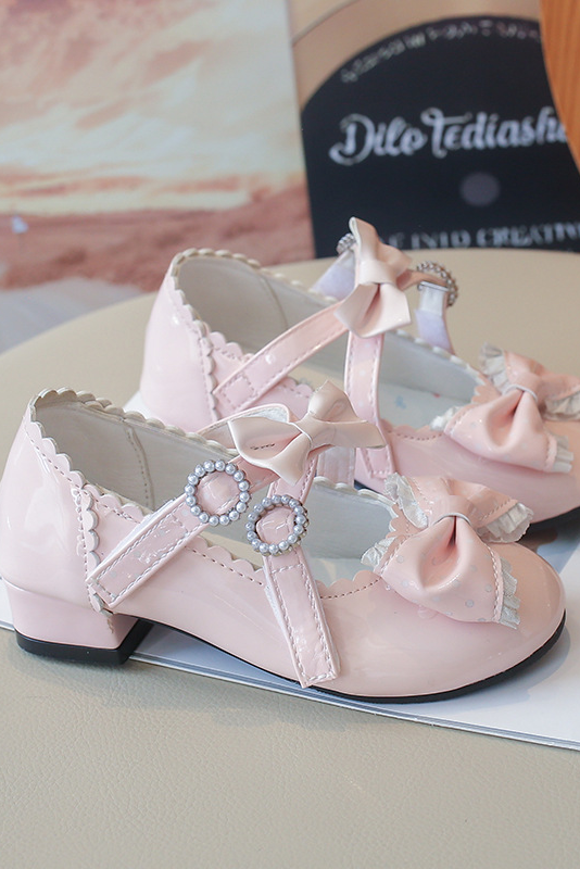 Pink Bow Lace Mary Jane Princess Dress Shoes