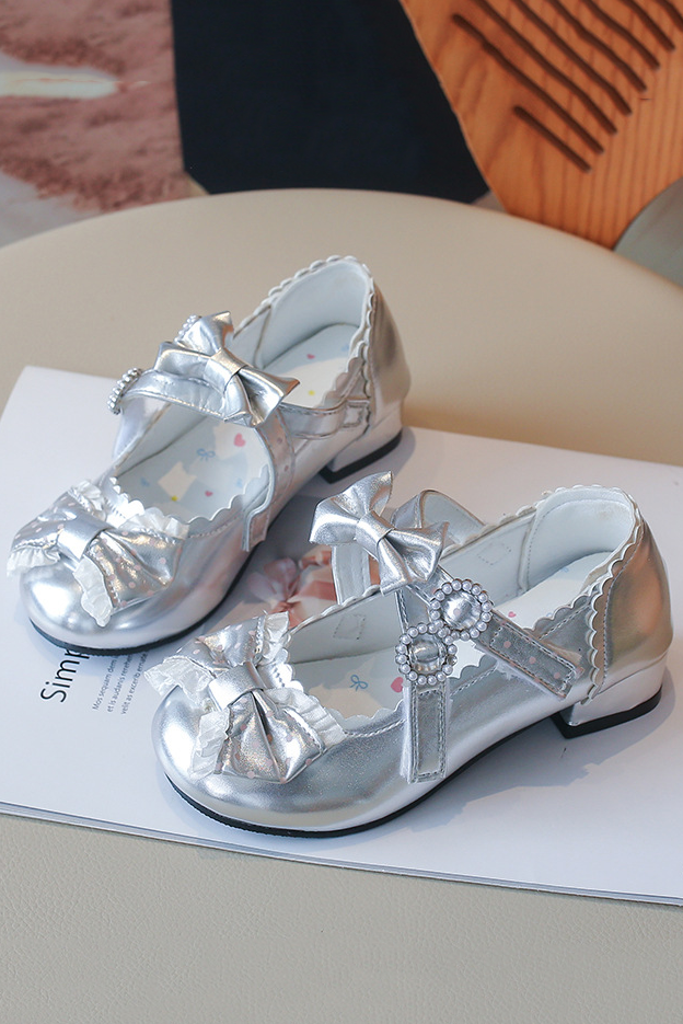 Pink Bow Lace Mary Jane Princess Dress Shoes