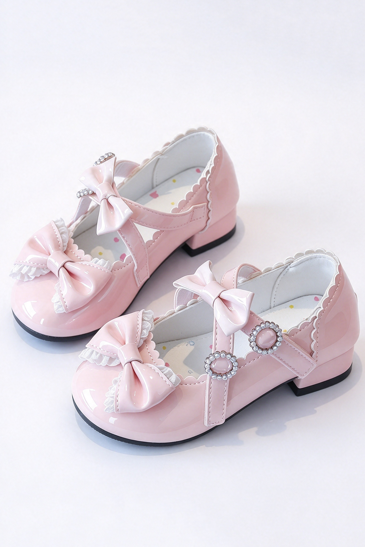Pink Bow Lace Mary Jane Princess Dress Shoes
