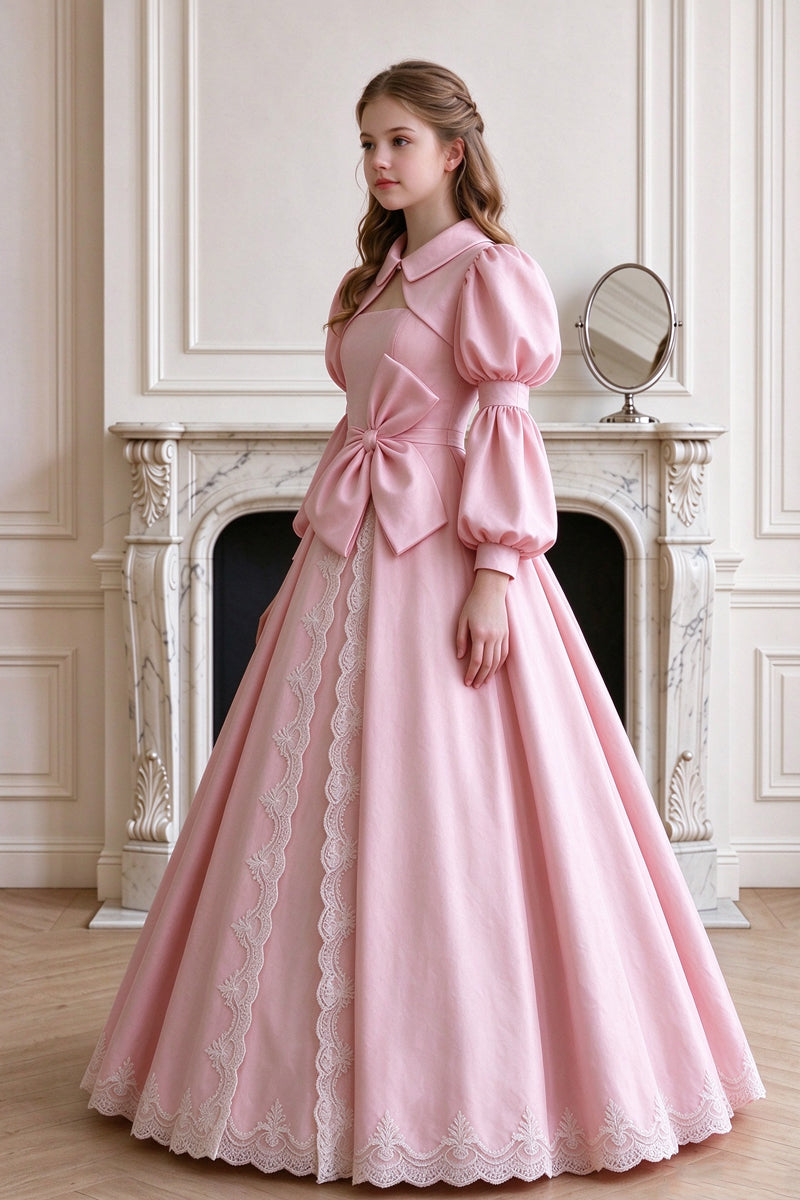 Pink Lace And Satin Palace-style Flower Girl Dress