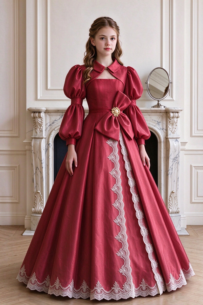 Pink Lace And Satin Palace-style Flower Girl Dress