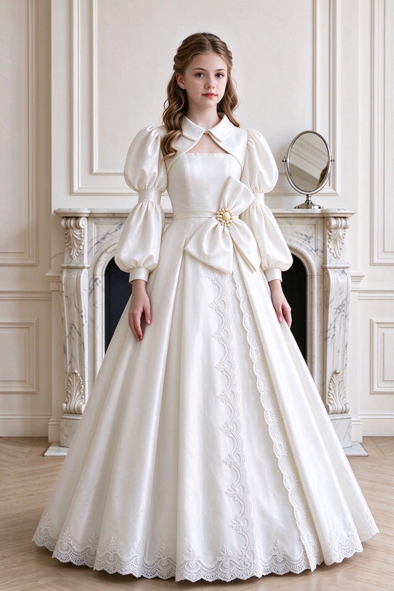Pink Lace And Satin Palace-style Flower Girl Dress