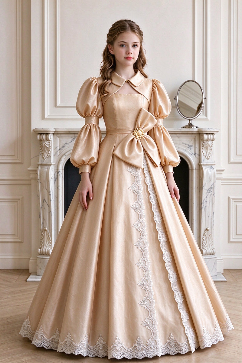 Pink Lace And Satin Palace-style Flower Girl Dress
