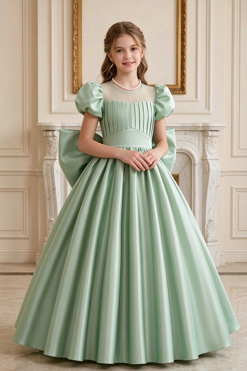 Pink Mint Green Large-bow Palace-style Flower Girl Dress