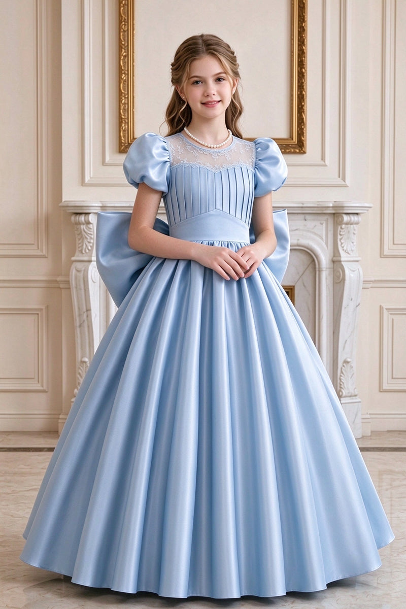 Pink Mint Green Large-bow Palace-style Flower Girl Dress