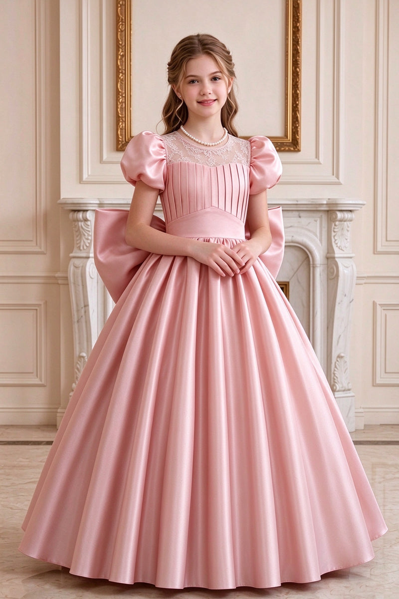 Pink Mint Green Large-bow Palace-style Flower Girl Dress