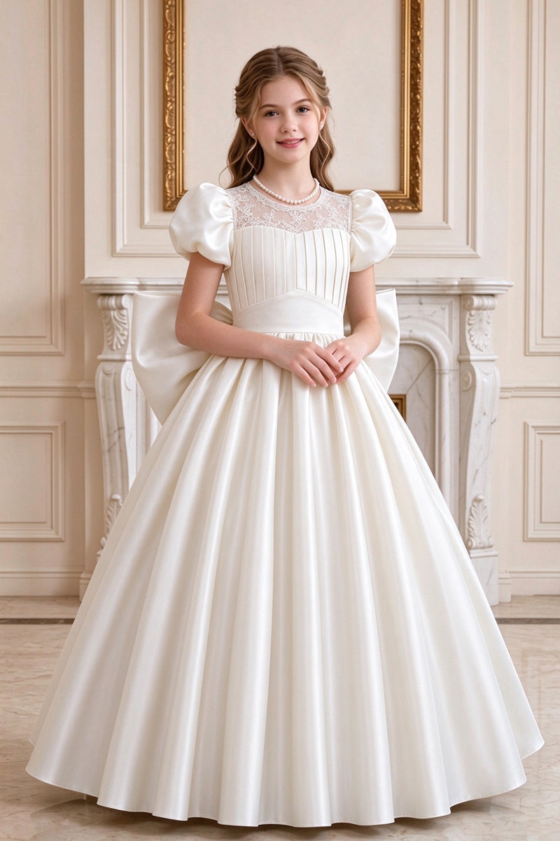 Pink Mint Green Large-bow Palace-style Flower Girl Dress