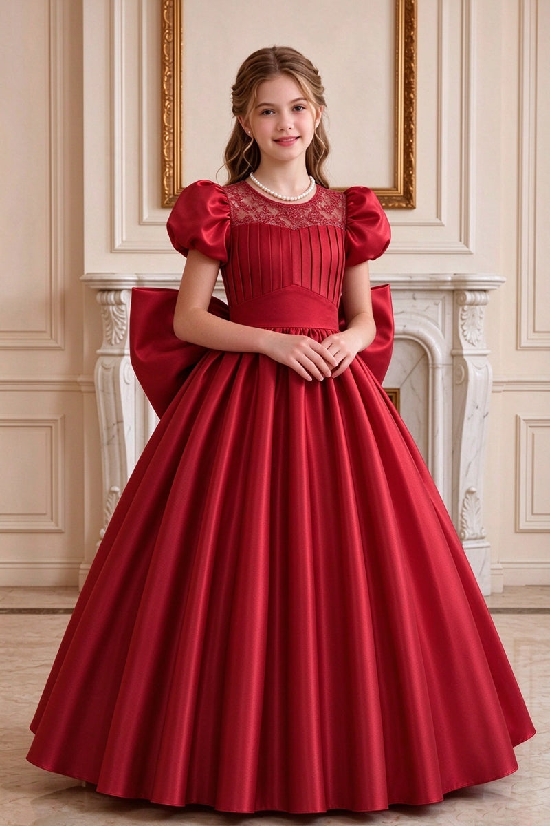 Pink Mint Green Large-bow Palace-style Flower Girl Dress