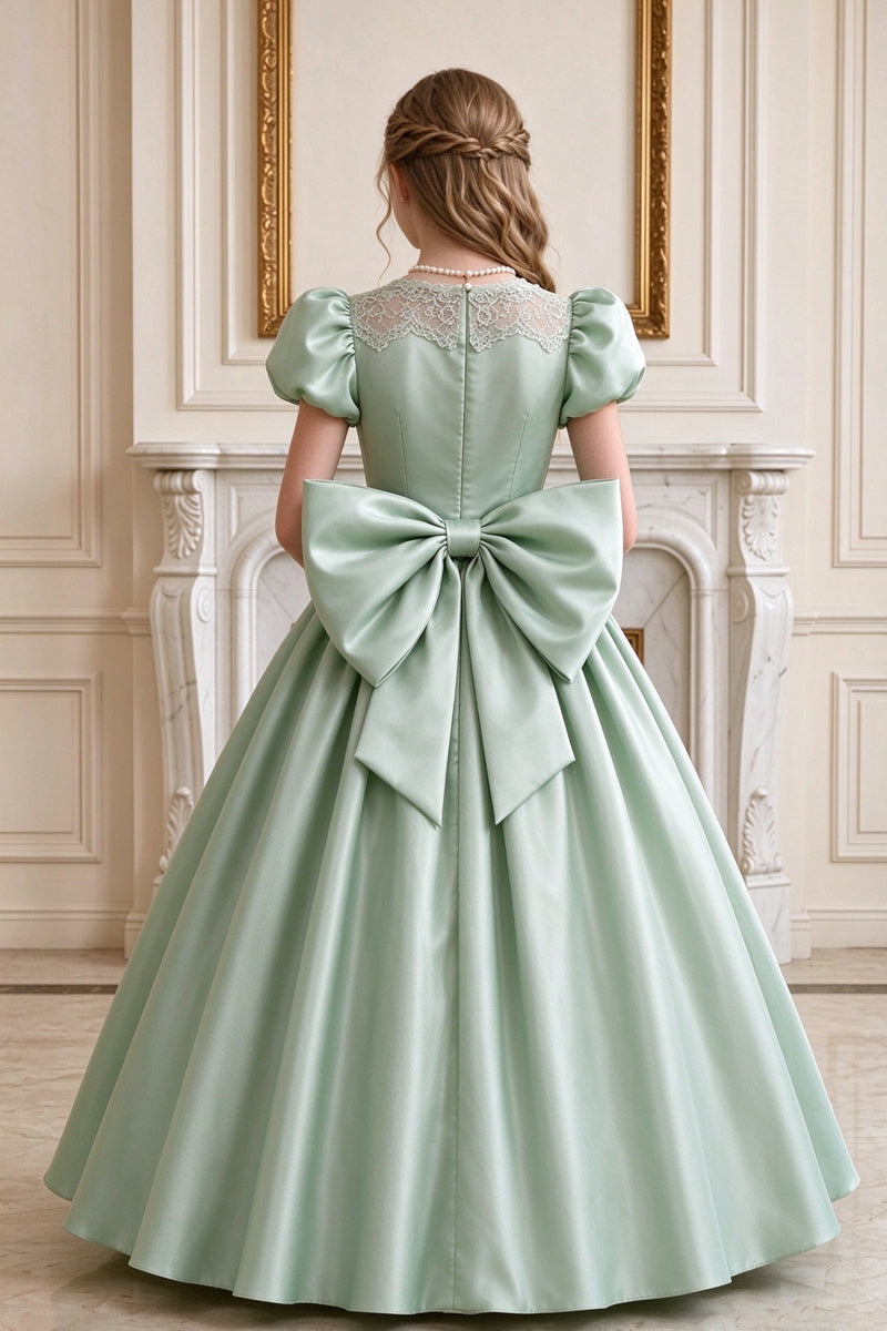 Pink Mint Green Large-bow Palace-style Flower Girl Dress