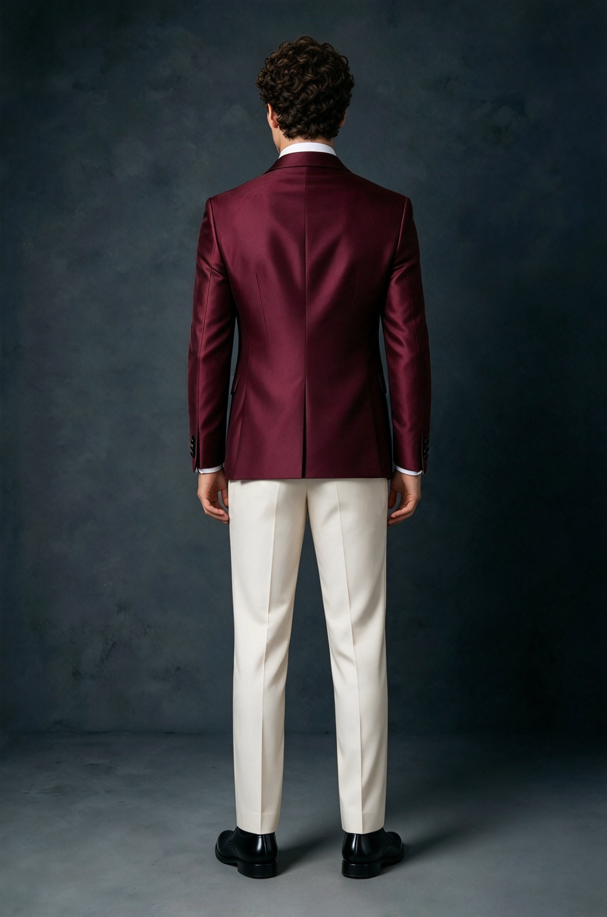 Burgundy & Ivory Satin Double Breasted Vest Boys 3 Piece Suit