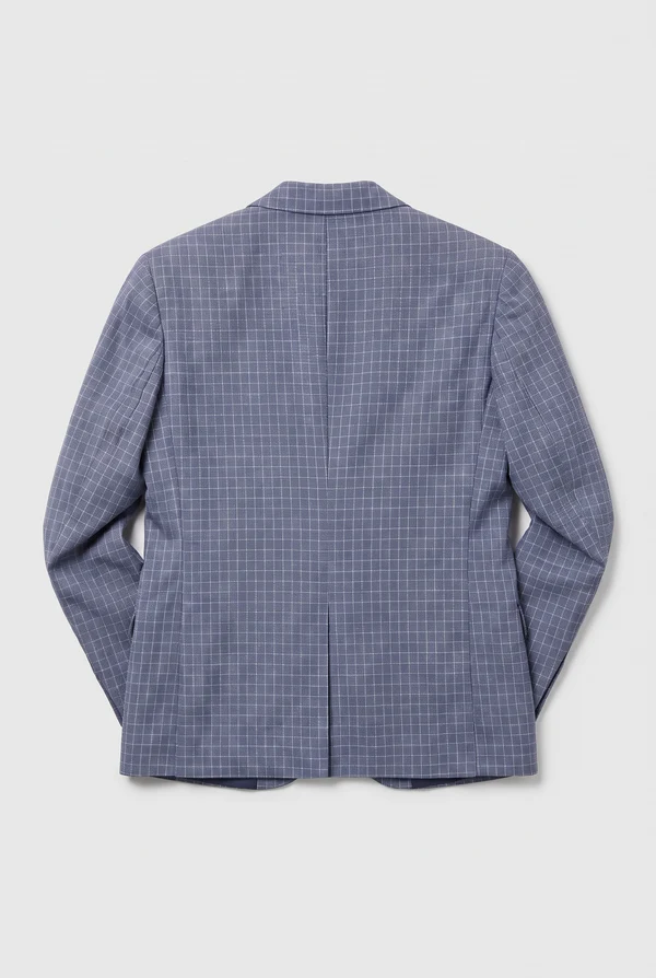 Blue & Grey Plaid Double Breasted Vest Boys 3 Piece Suit