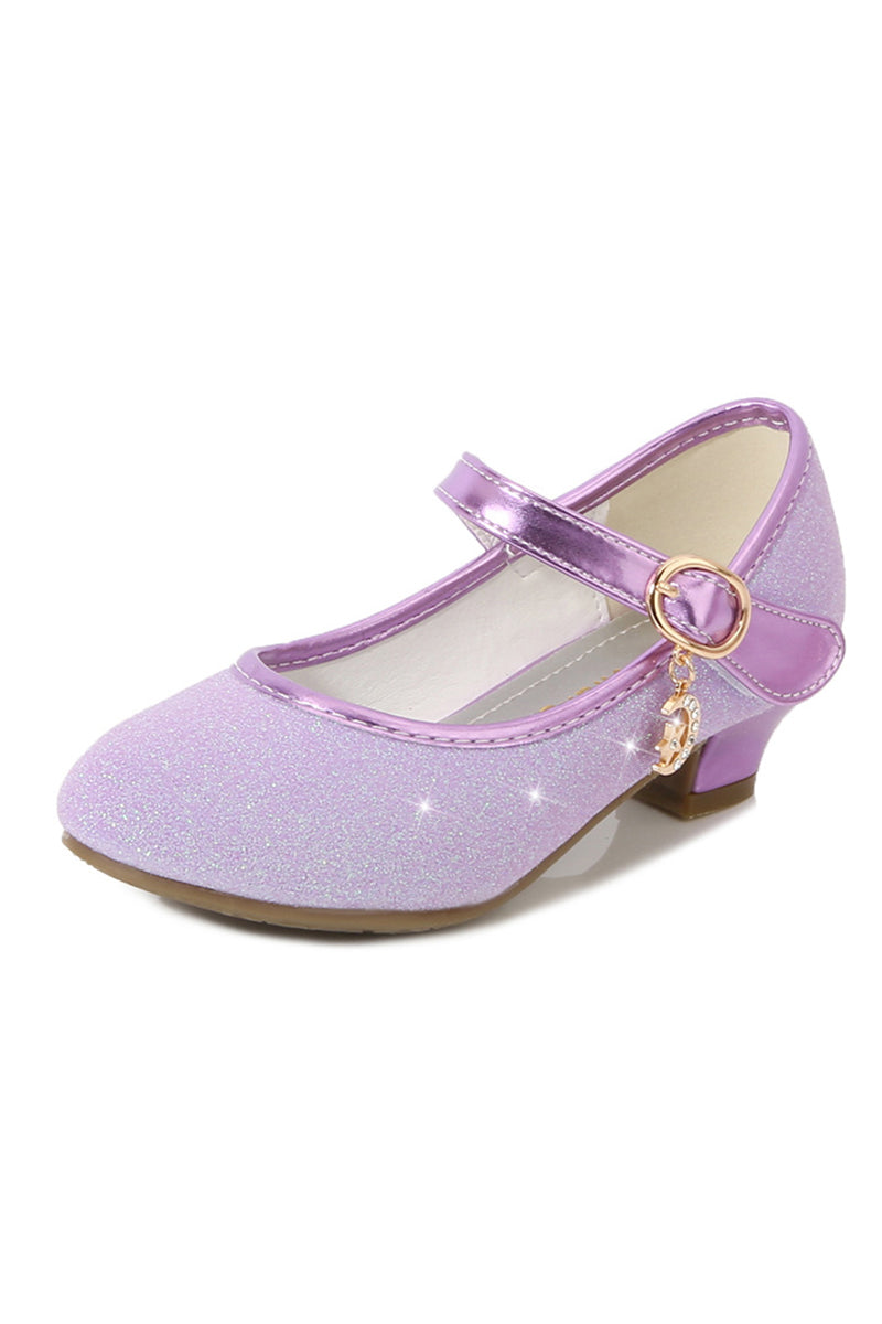 Girls Purple Glitter Mary Jane Heels