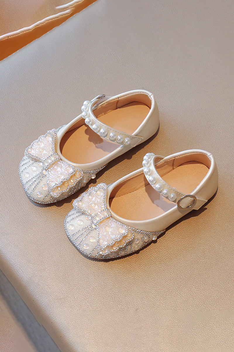 Girls Silver Satin Mary Jane Flats
