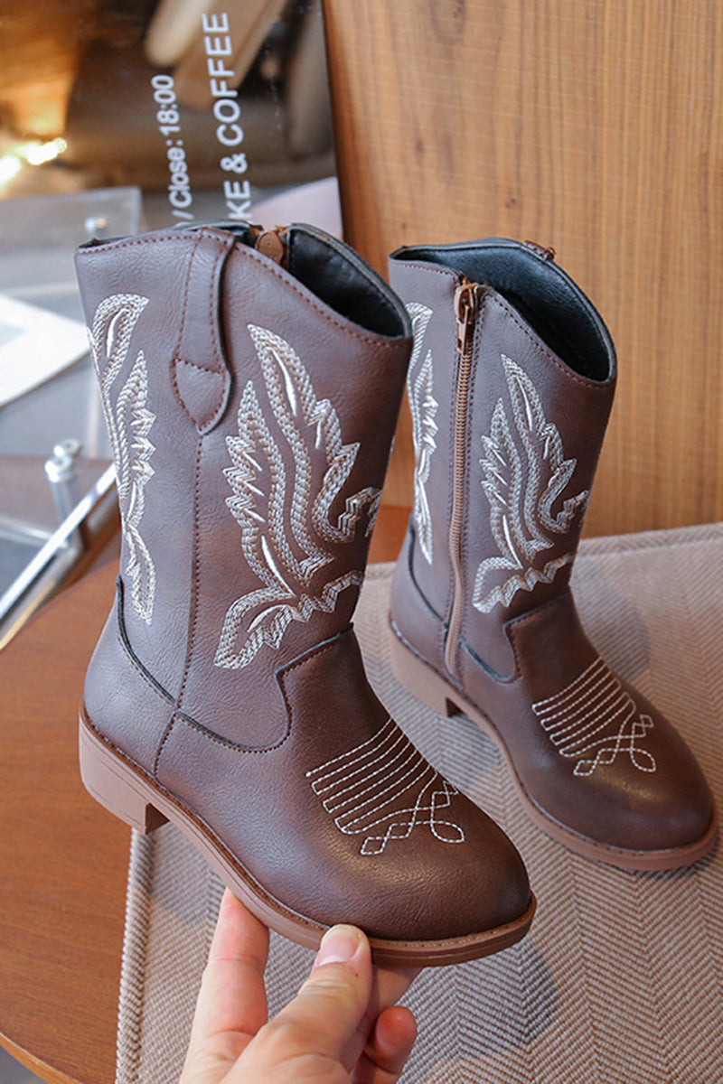 Girls White Pink Glitter Cowboy Boots