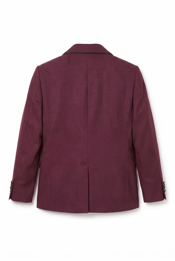 Burgundy & Navy Single Breasted Tuxedo Boys 3 Piece Suit Set