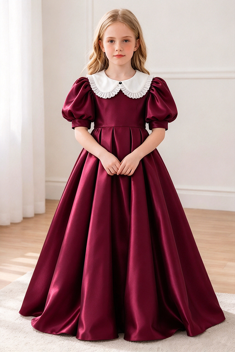 Girls Navy Velvet Midi Dress