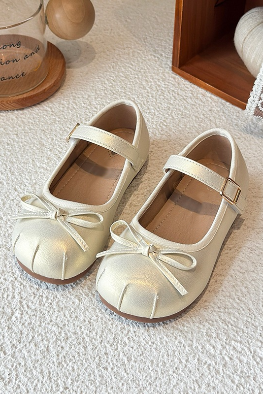 Pearlescent Pink Bow PU Girls Mary Jane Princess Shoes