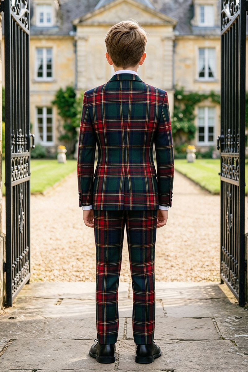 Boys Tartan Plaid with Notch Lapel 2-Piece Suit