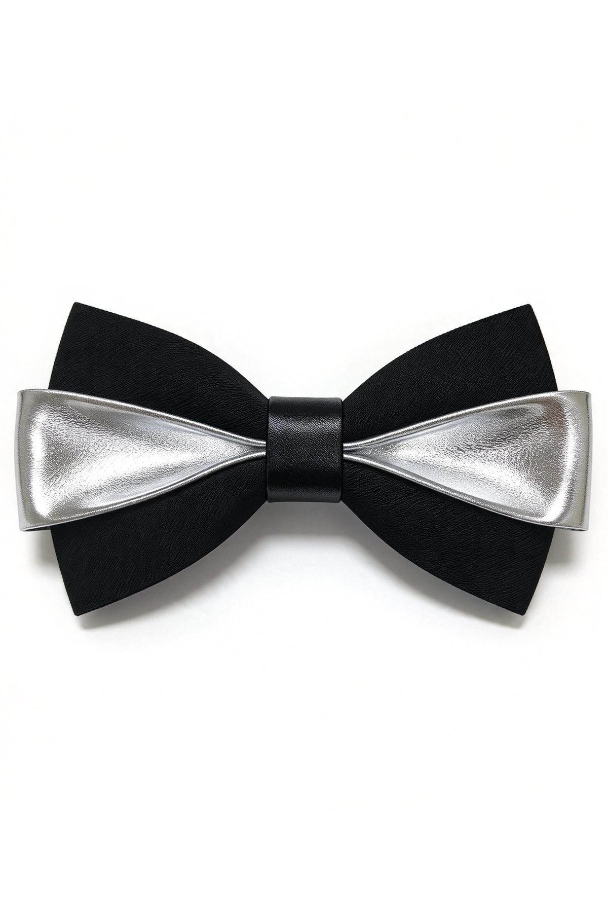 Black & Burgundy Two-Tone Satin Double-Layer Bow Tie