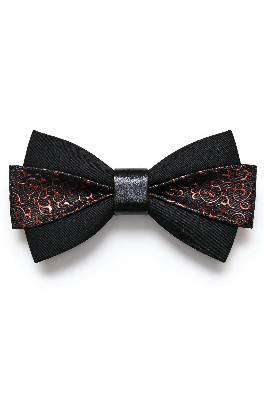 Black & Champagne Jacquard Satin Two-Tone Double-Layer Bow Tie
