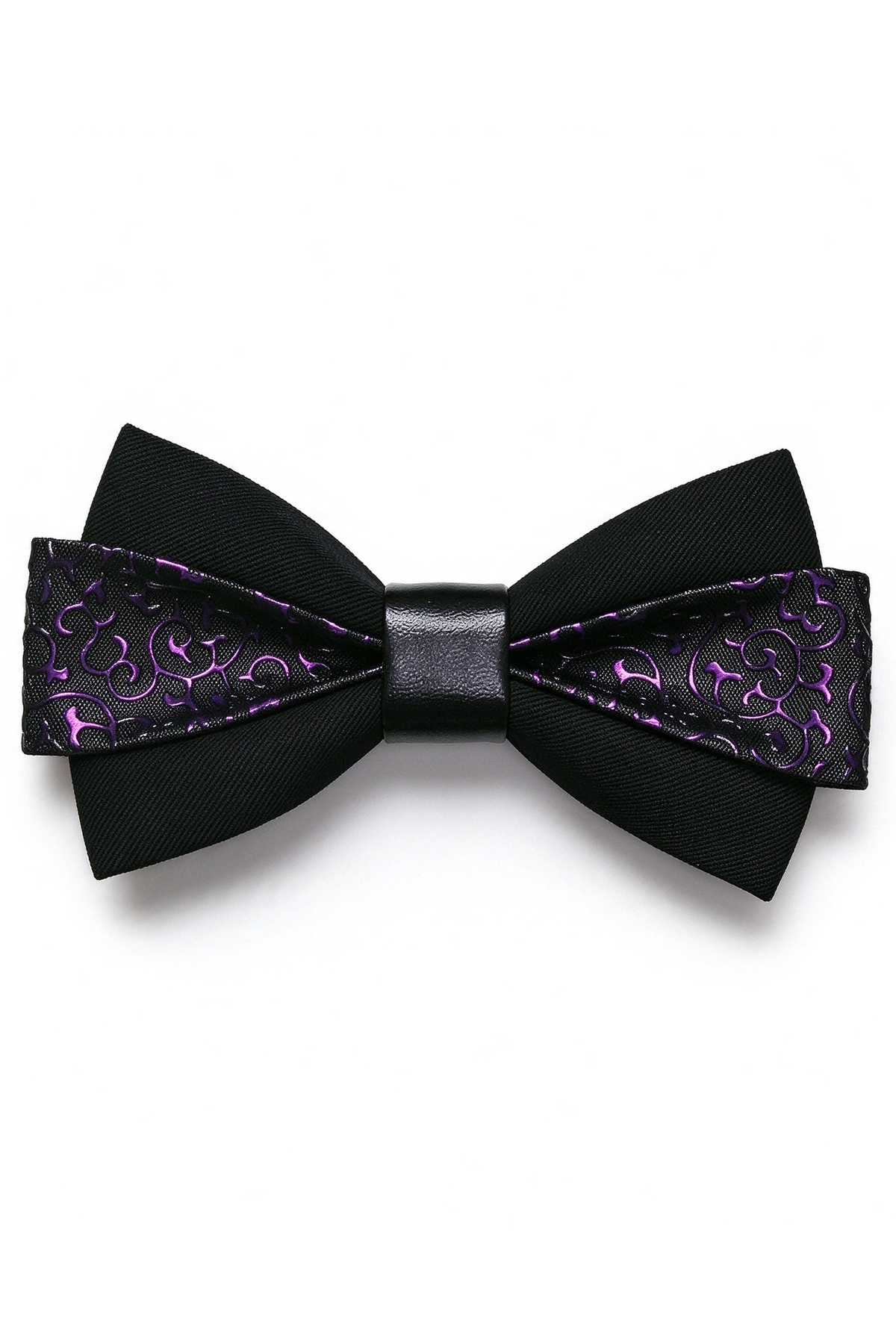 Black & Champagne Jacquard Satin Two-Tone Double-Layer Bow Tie