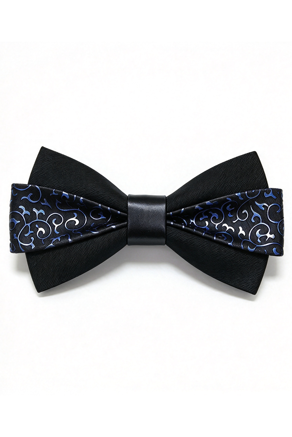 Black & Champagne Jacquard Satin Two-Tone Double-Layer Bow Tie