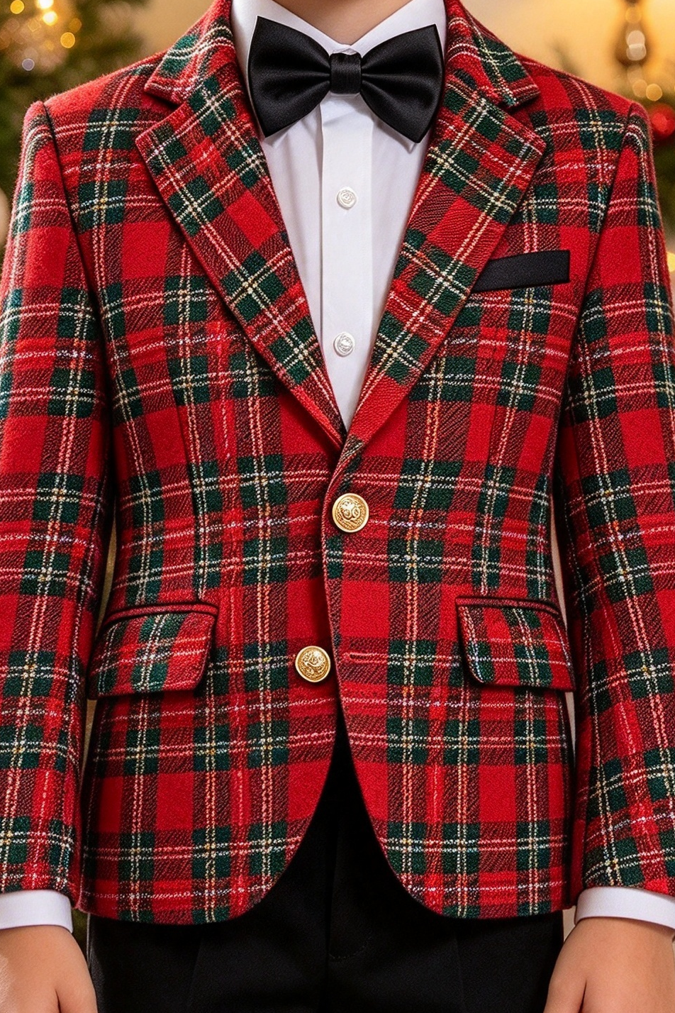 Red & Green Tartan Plaid Single Breasted 2-Pices Suit Set
