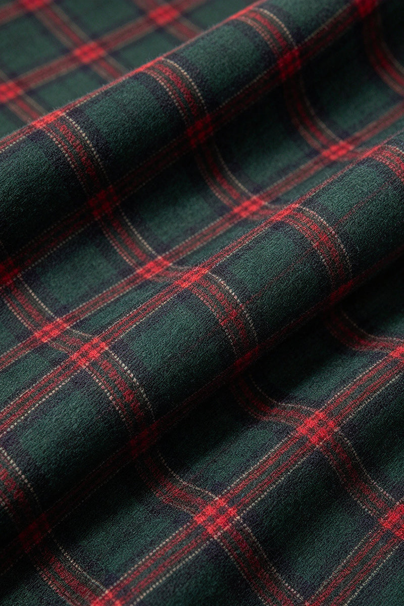 Boys Green Tartan with Velvet Lapel 2-Piece Suit