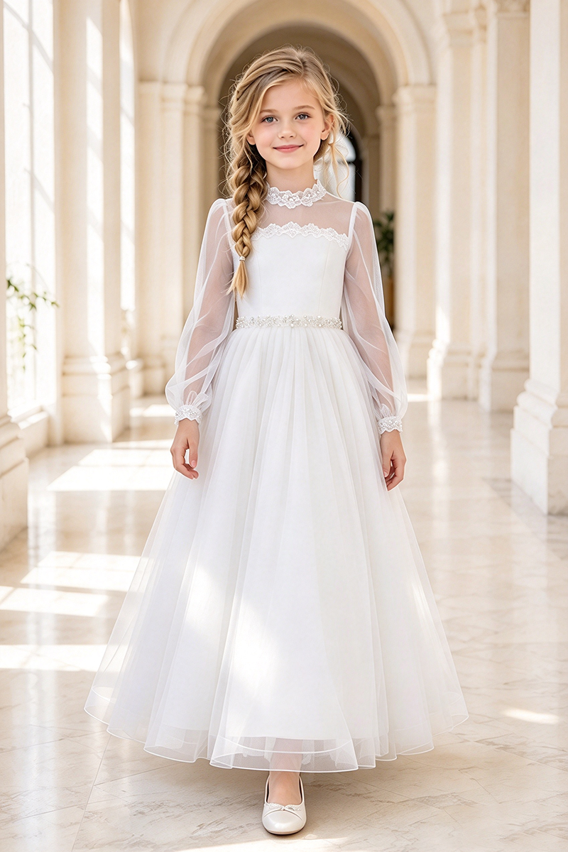 Girls Dark Green Tulle Flower Girl Dress