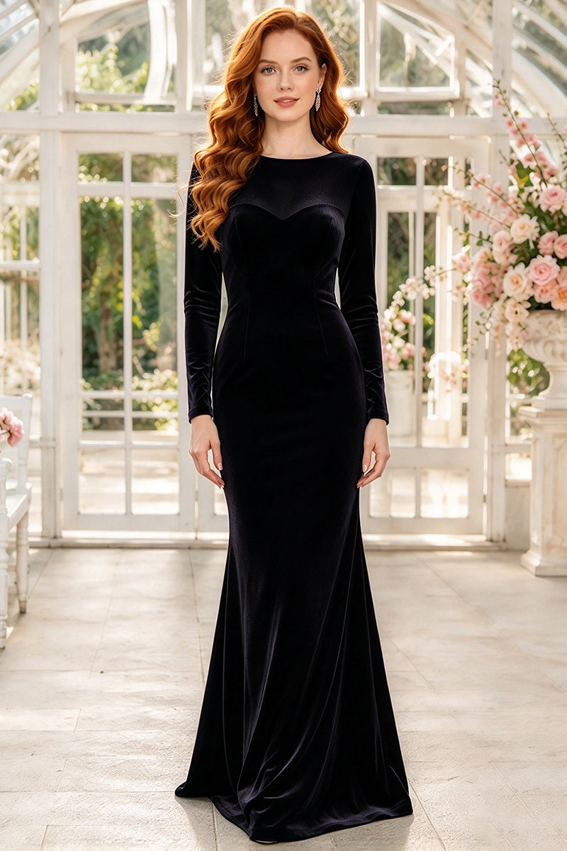 Purple Velvet Dress with Sheer Mesh Neckline