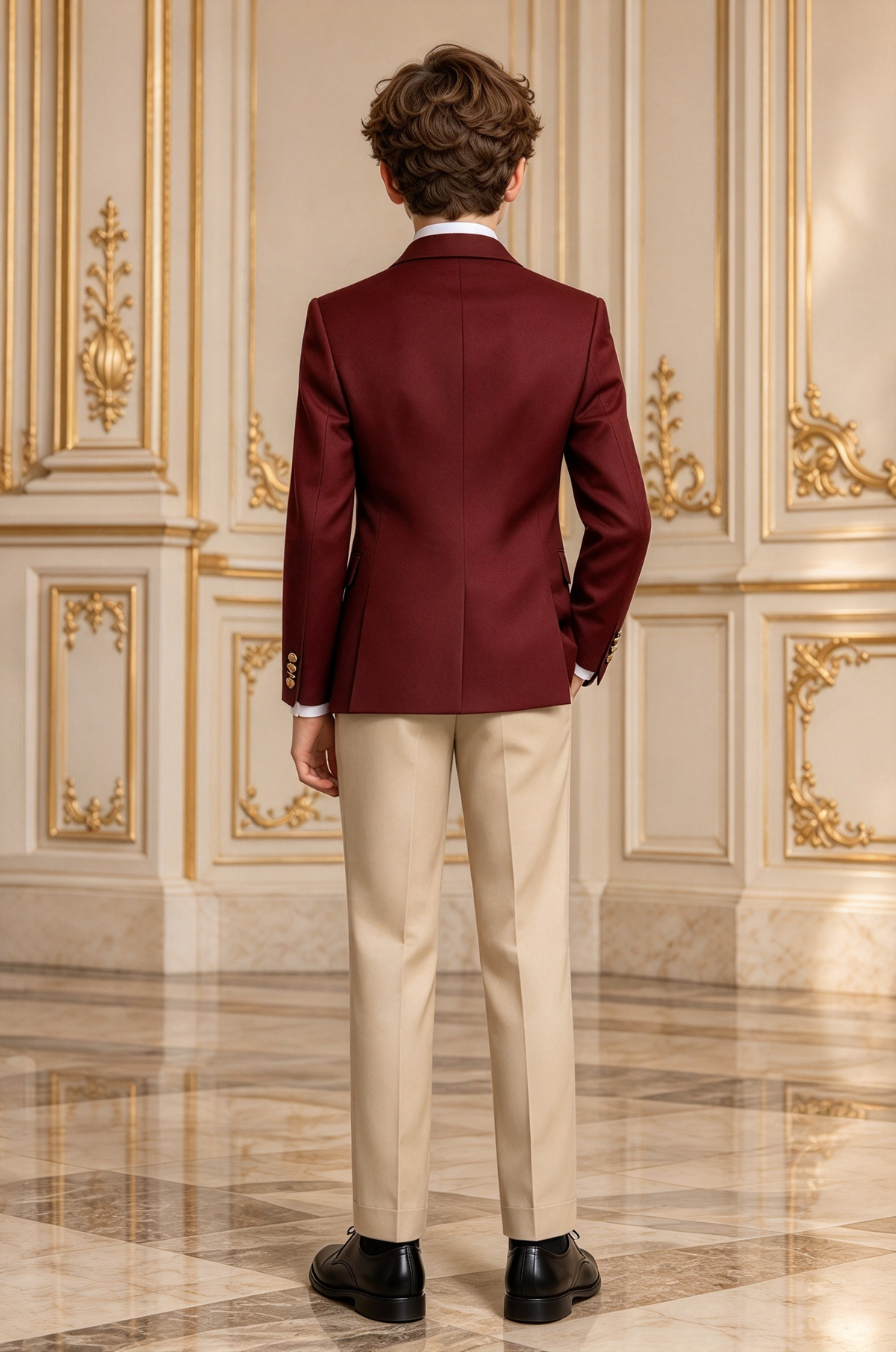 Burgundy & Khaki Double Breasted Formal 2 Piece Suit