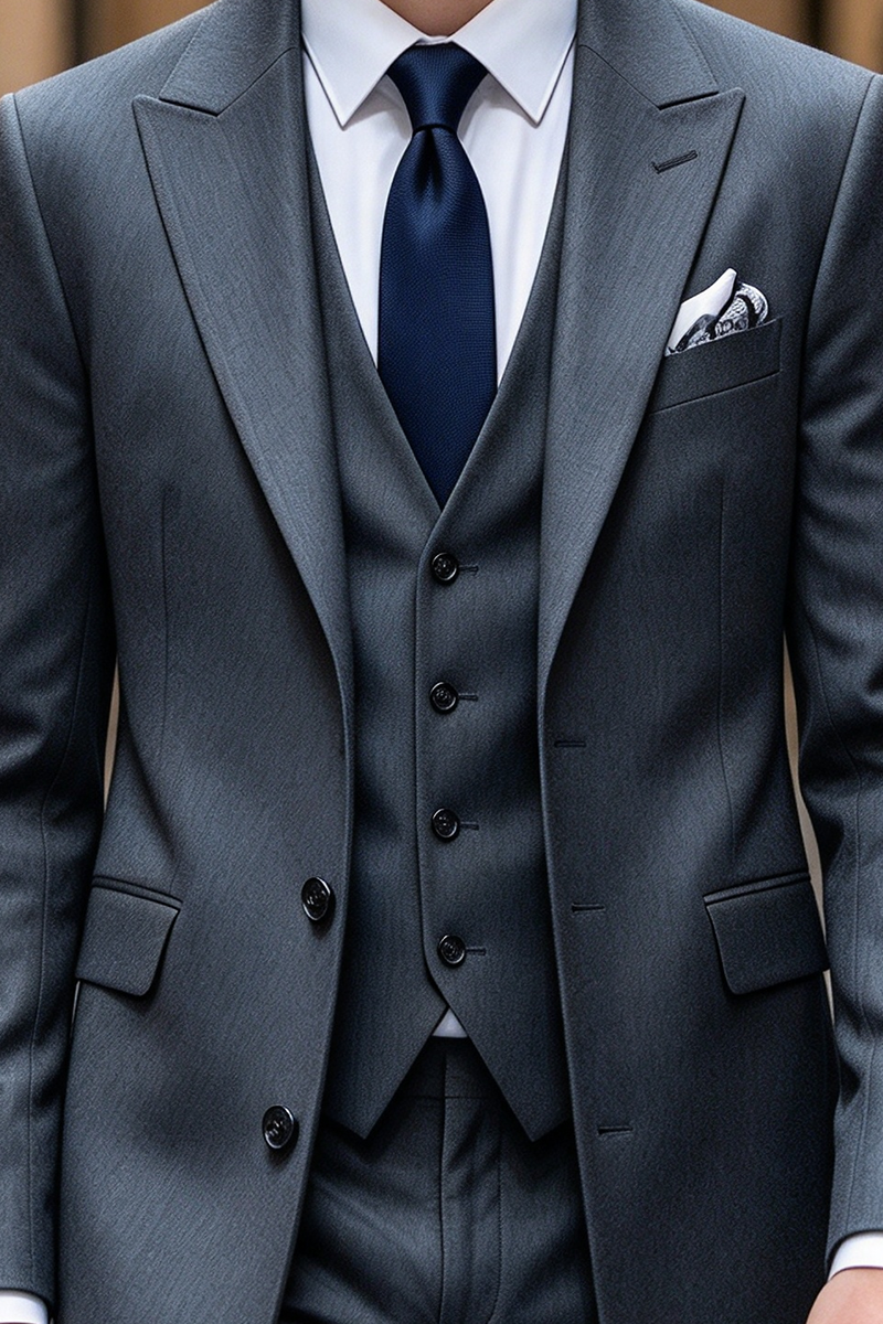 Boys Grey with Peak Lapel 3-Piece Suit