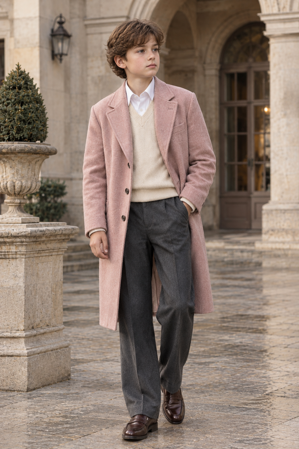 Dusty Pink Single Breasted Overcoat Formal 2 Piece Suit