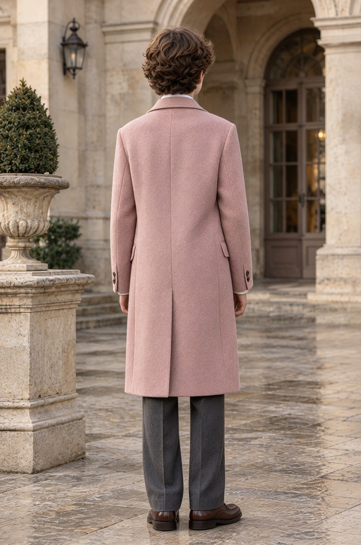 Dusty Pink Single Breasted Overcoat Formal 2 Piece Suit