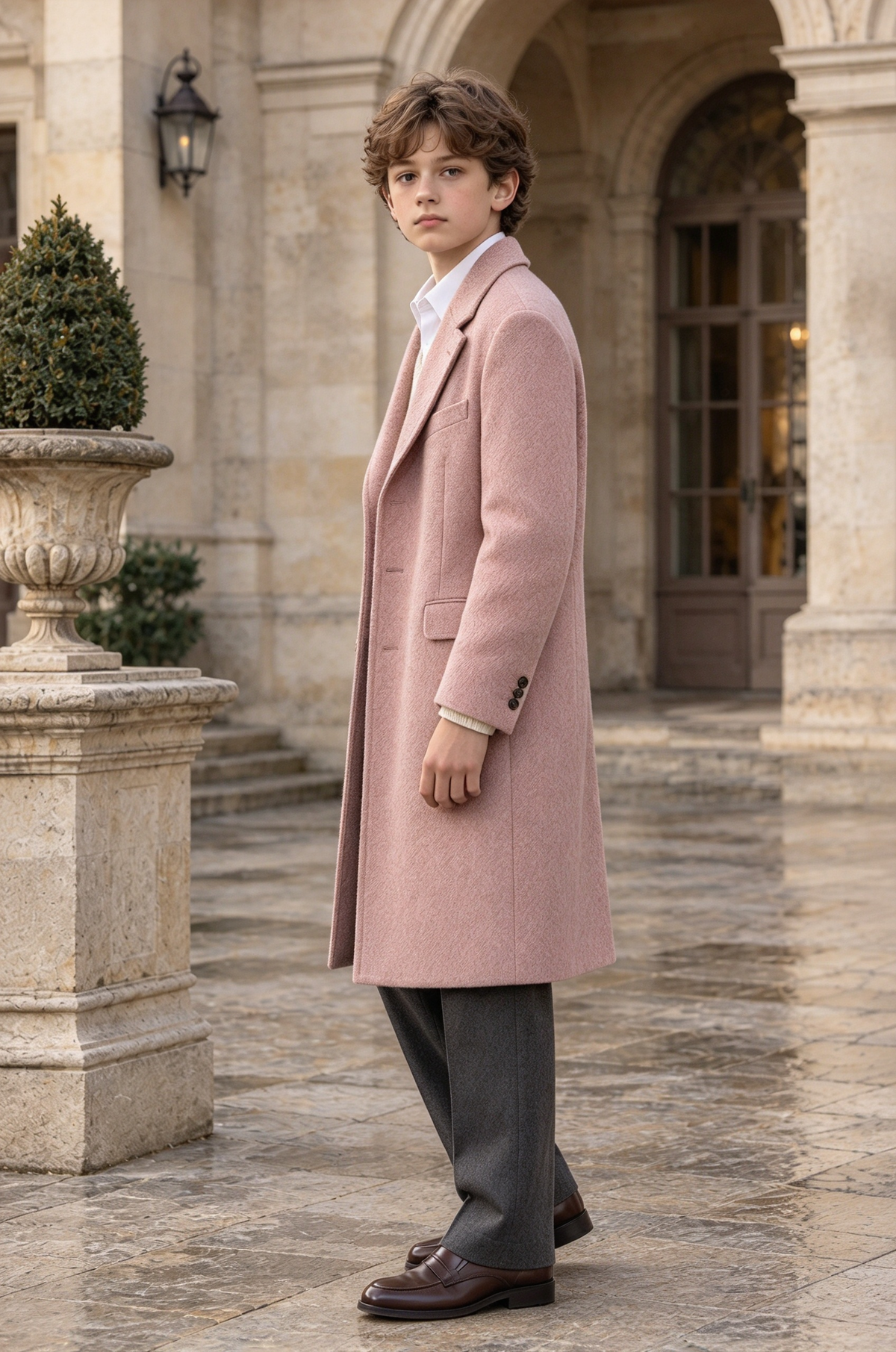 Dusty Pink Single Breasted Overcoat Formal 2 Piece Suit