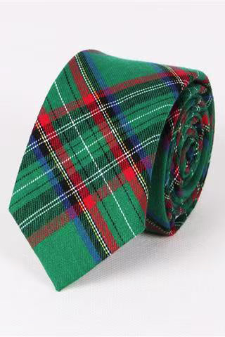 Red & Green Tartan Plaid Self-tie Necktie