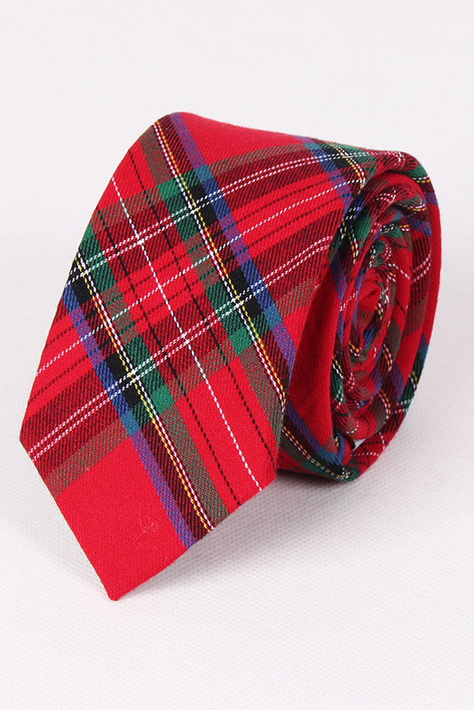 Red & Green Tartan Plaid Self-tie Necktie