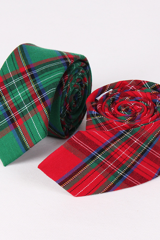 Red & Green Tartan Plaid Self-tie Necktie