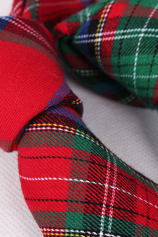 Red & Green Tartan Plaid Self-tie Necktie