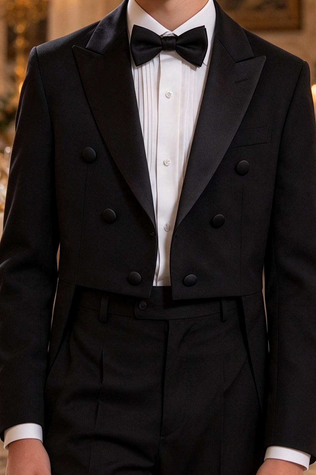 Black Double Breasted Tuxedo Tailcoat 2-Piece Suit Set